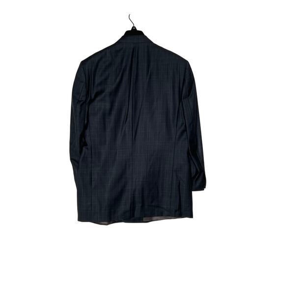 Zegna mens size 42 blazer gray windowpane wool double breasted no vent formal - Picture 2 of 10